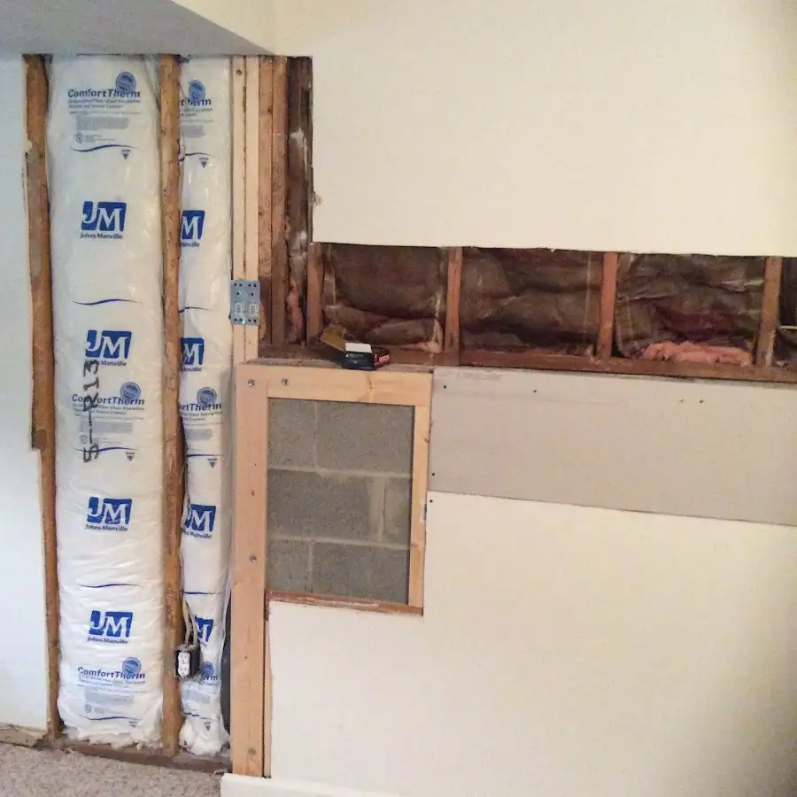 Wall insulation replacement during Basement Flood Cleanup in Stratford